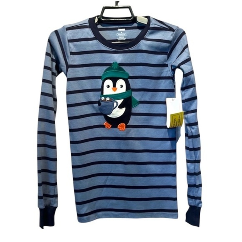 New Gymboree Kid’s Penguin Striped Pajama Top Size 12 NWT